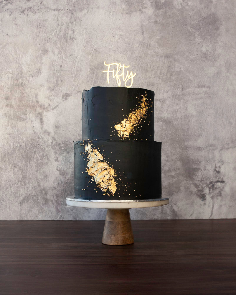 Black and Gold 50th Birthday Cake