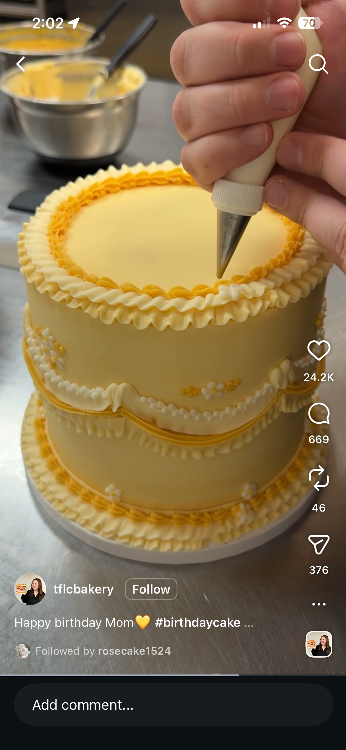 Yellow Heart Shaped Cake 8" Becks 40th Birthday