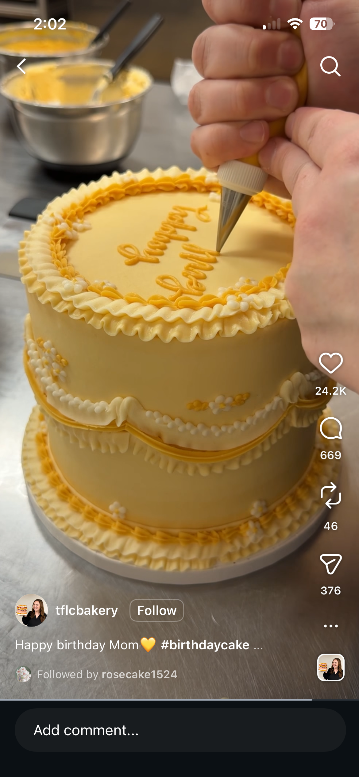 Yellow Heart Shaped Cake 8" Becks 40th Birthday
