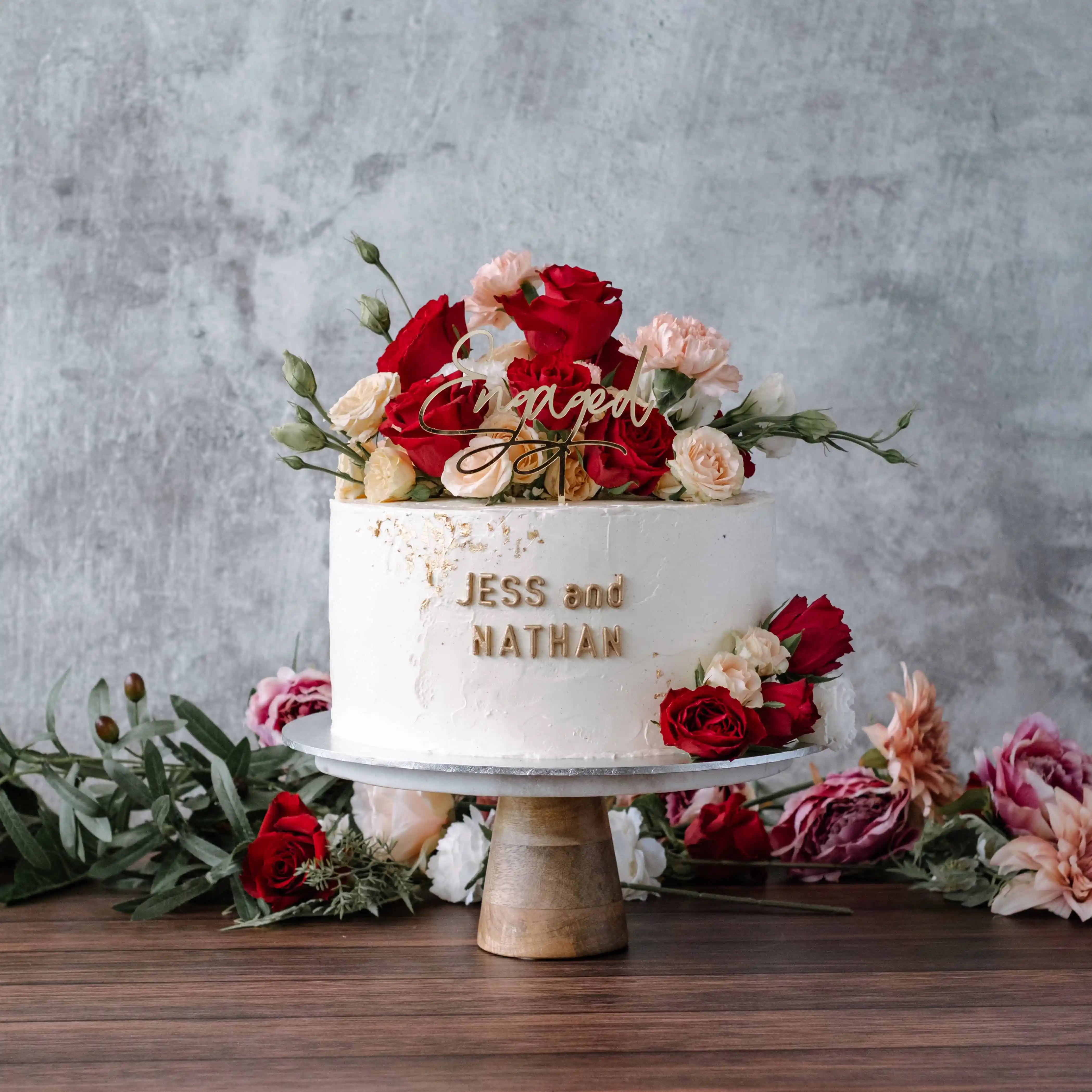 Floral Engagement Cake