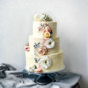 Three Tier Celebration Cake With Buttercream Flowers Cake