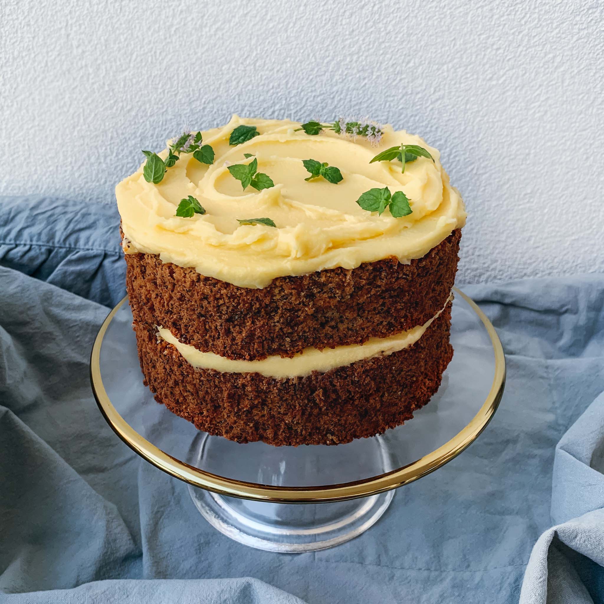 Poppyseed Almond Cake + Lemon Curd - Cakey Cakes
